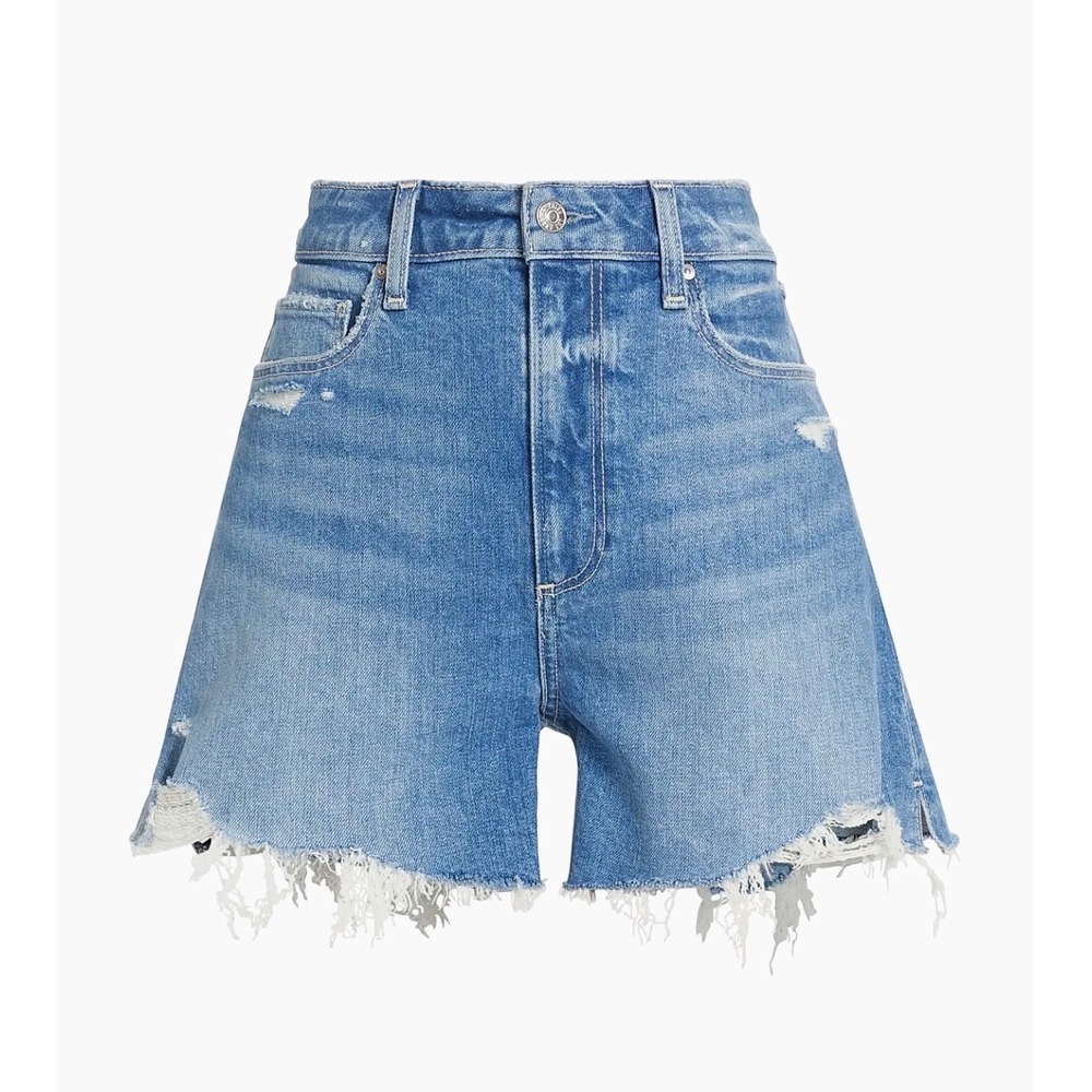 PAIGE Dani High Rise Distressed Denim Shorts Volar‎ 31